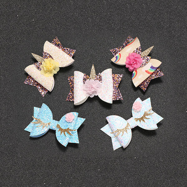 Exquisite Girl Unicorn Leather Kids Hairclip For Children
