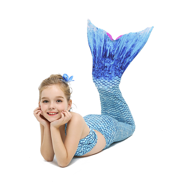 Hot selling 4 pieces mermaid tails suits swimwear sets with swim fins