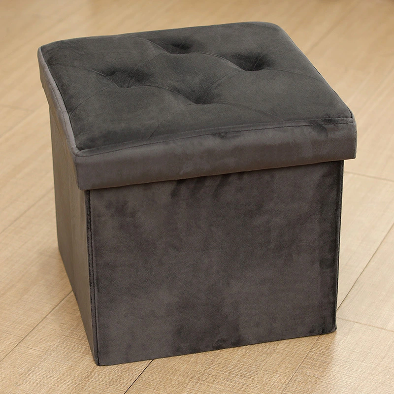Square finishing storage box European multifunctional foldable flannel storage stool