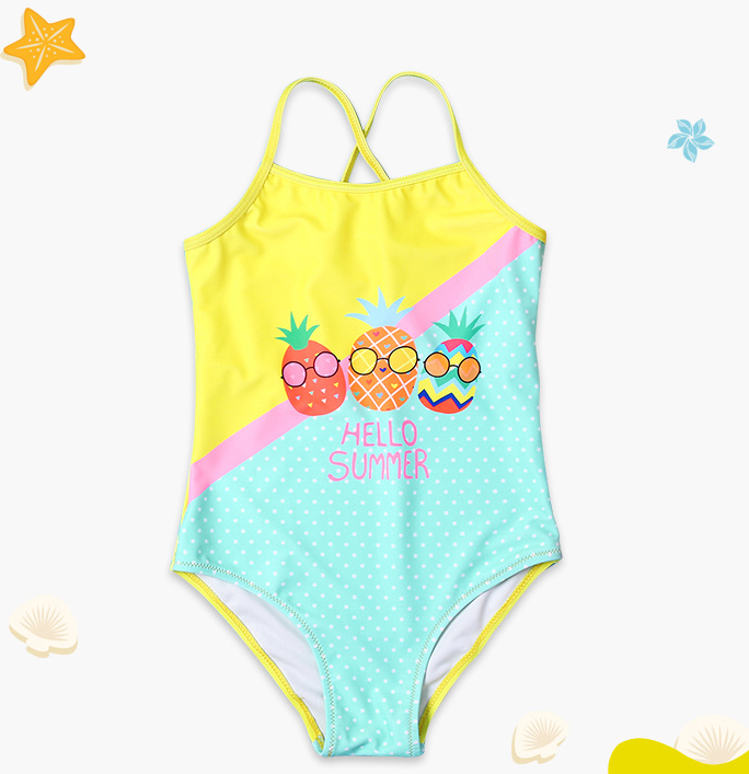 Small Pineapple Toddler Girls One-piece Spaghetti Strap Swimsuit